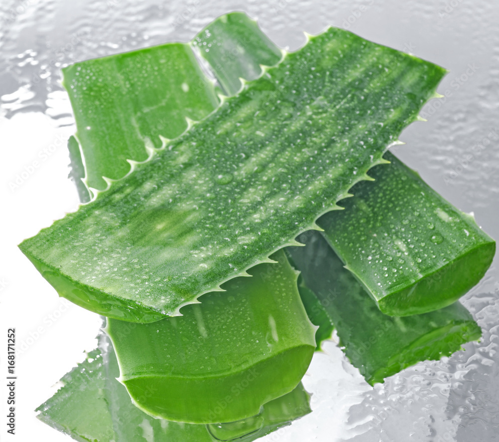 Aloe vera, leaf, sliced, slimy, plaster, for skin Stock Photo | Adobe Stock