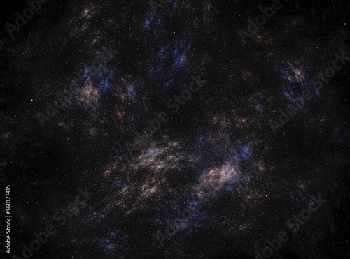 Abstract multicolored illustration on a dark background. The Unexplored Universe