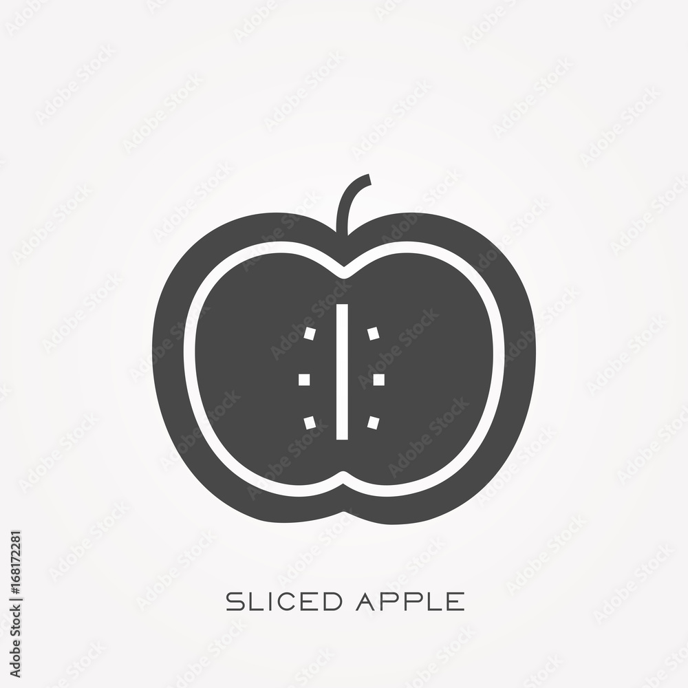 Silhouette icon sliced apple Silhouette icon sliced apple