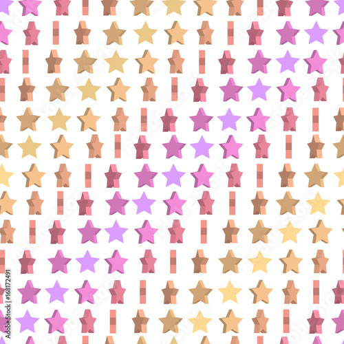 Unusual seamless pattern. Cute colored stars are rotated at diffe