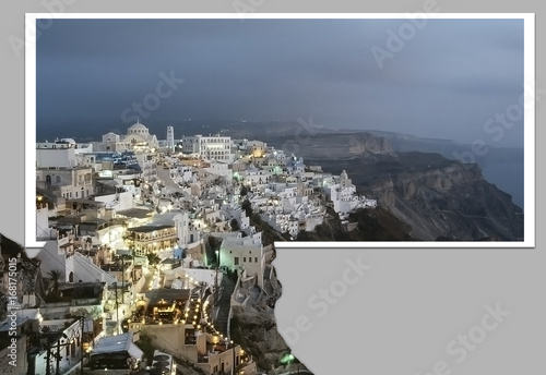 Thira, Santorini island, Greek: the caldera after the sunset photo