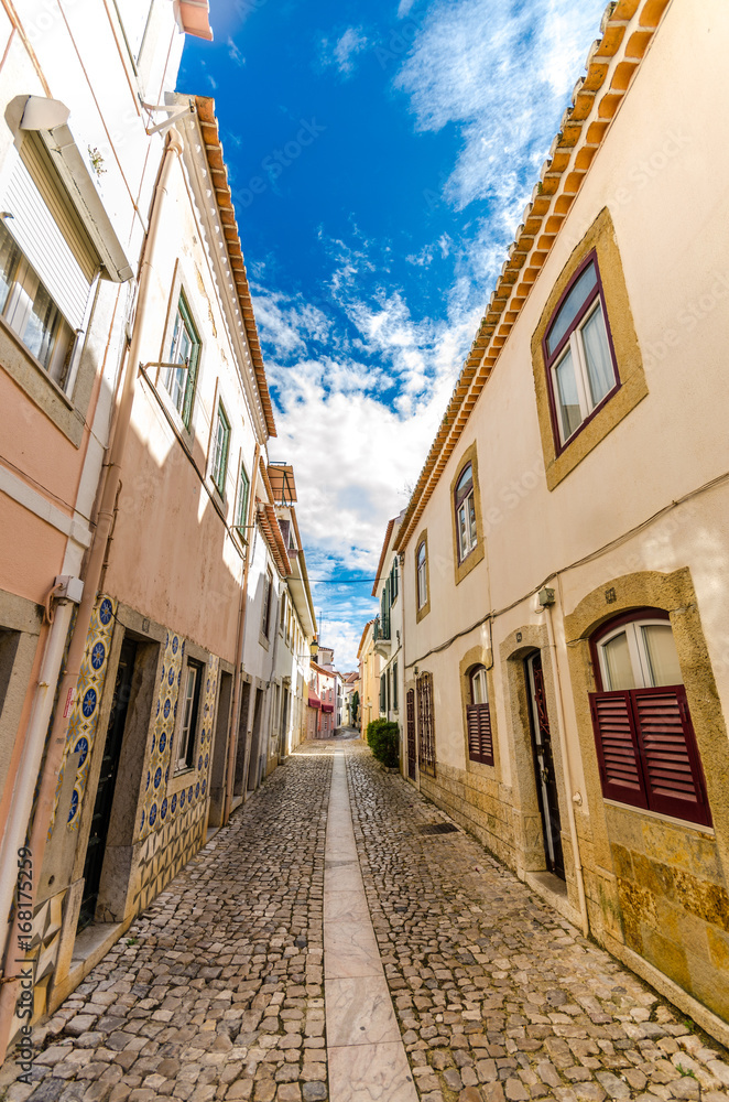 Narrow street in Cascais, Portugal