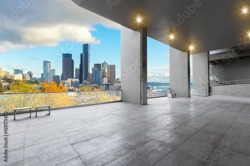 empty floor with cityscape of los angeles