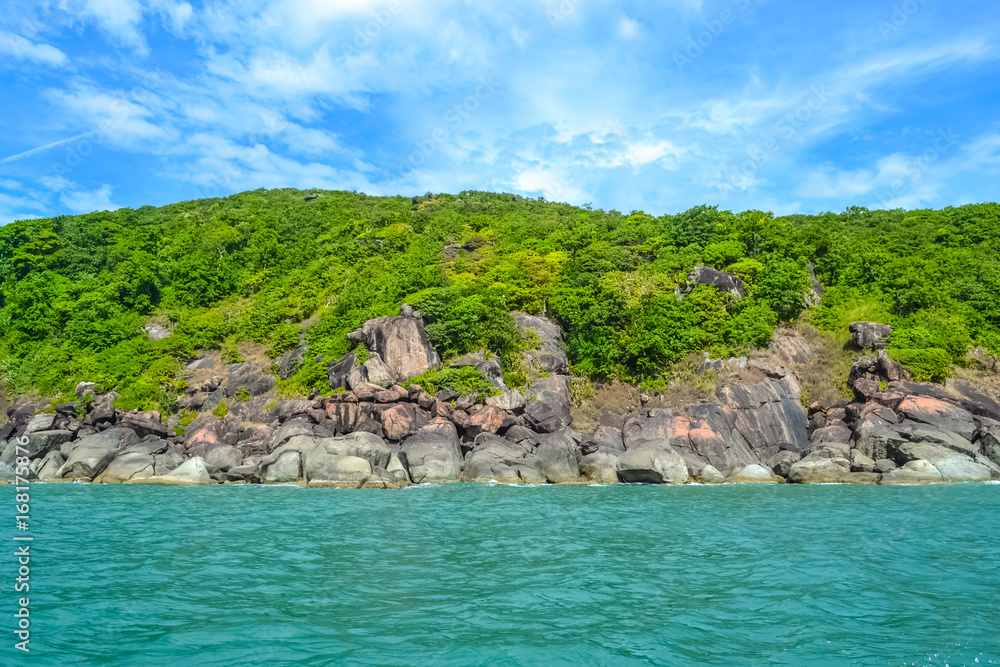 Rocks, Trees and Sea Green Waters of South Goa, India Rocks, Trees and Sea Green Waters of South Goa, India