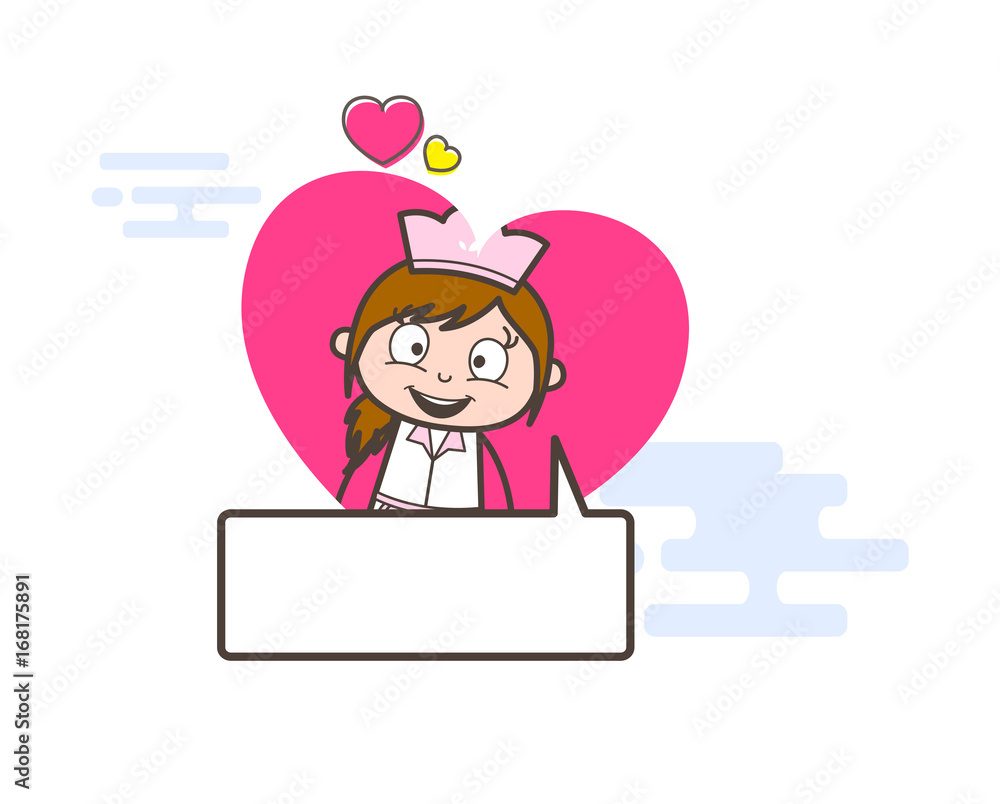 Cartoon Waitress Giving Love Message Vector Illustration Cartoon Waitress Giving Love Message Vector Illustration
