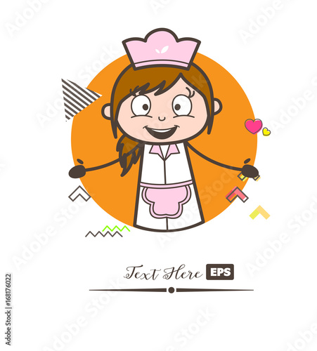 Cartoon Excited Waitress Expression Vector Illustration