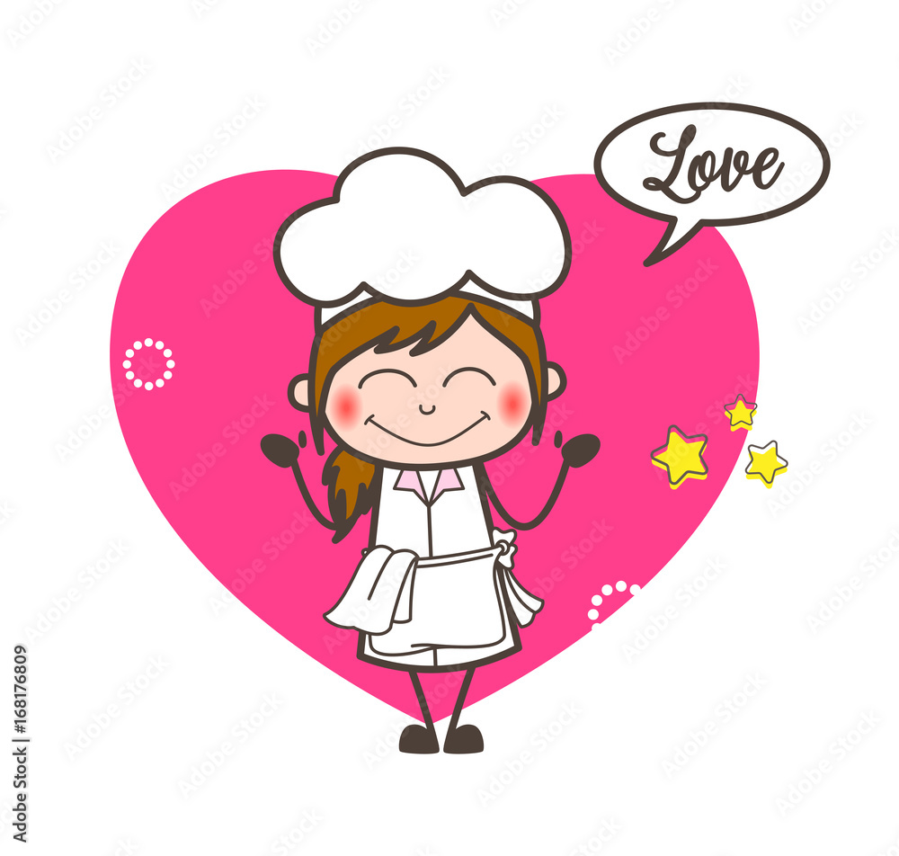 Cartoon Waitress Blushing Expression Vector Illustration Cartoon Waitress Blushing Expression Vector Illustration