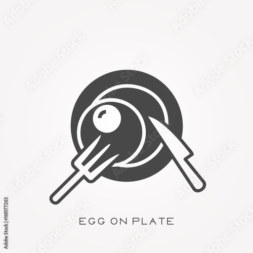 Silhouette icon egg on plate