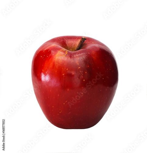 Whole red apple isolated on white background