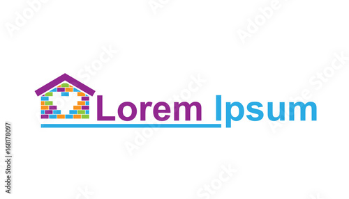 House of colored bricks with a heart in the middle
