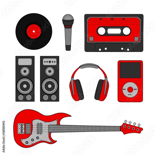 Set of musical elements. Vector illustration
