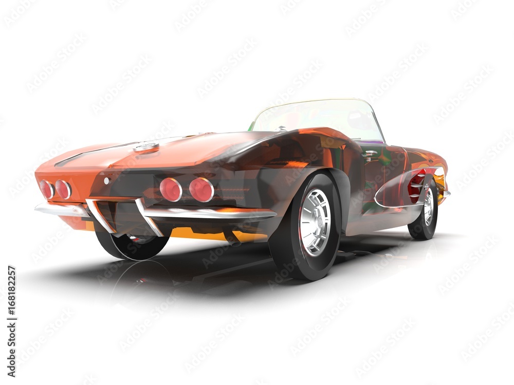 Generic and vintage model of car 3d rendering