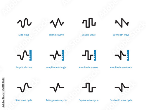 Sound types duotone icons on white background.