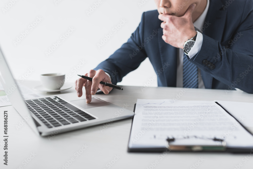 businessman with laptop at workplace businessman with laptop at workplace