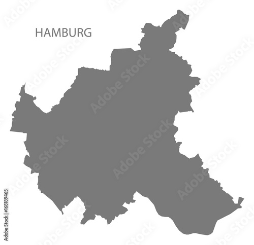 Hamburg city map grey illustration silhouette shape