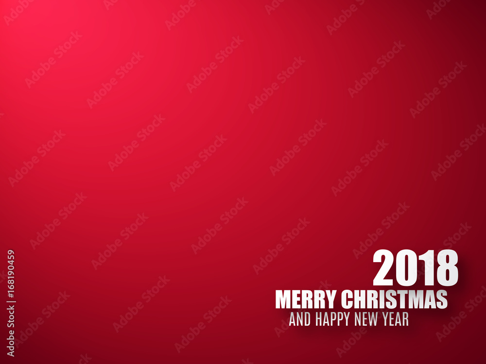 Merry Christmas and Happy New Year red background. 2018 background