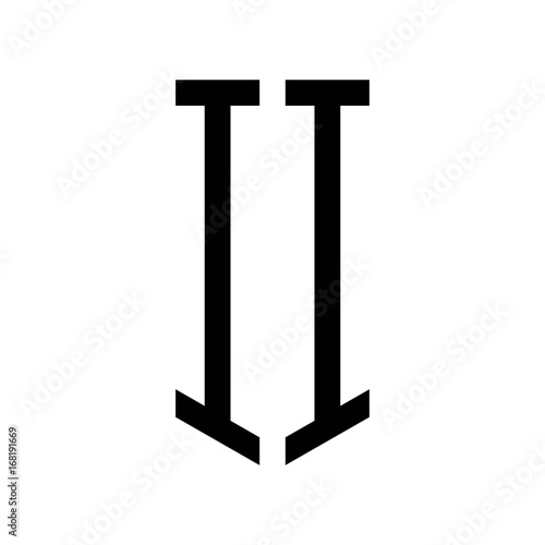 initial letters logo ii black monogram pentagon shield shape