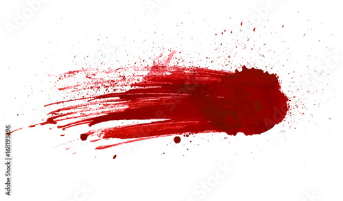 Blood splatter painted vector isolated on white for design. Red dripping blood drop photo