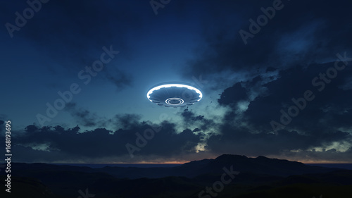 3D UFO over the mountains