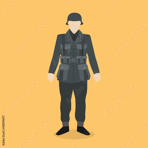 german ww2 solider infantry standing with uniform isolated
