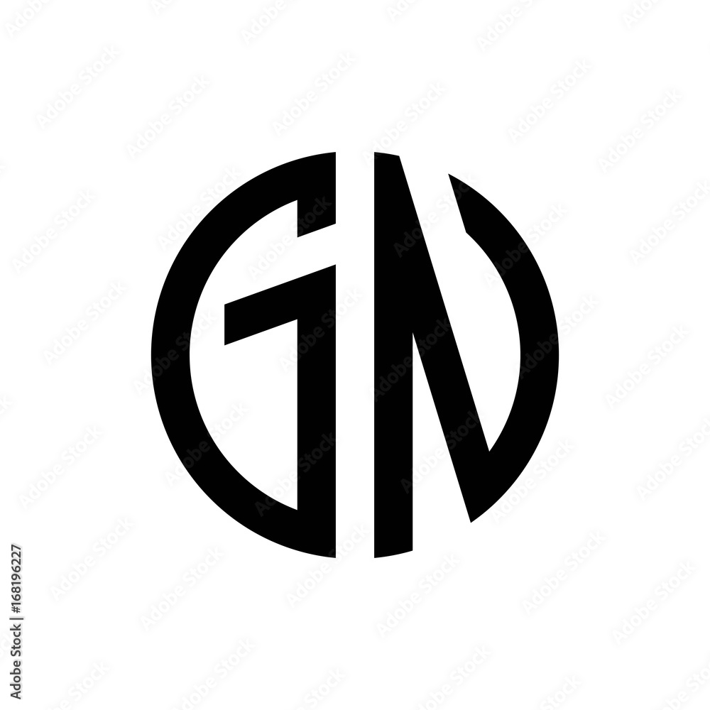 initial letters logo gn black monogram circle round shape vector initial letters logo gn black monogram circle round shape vector