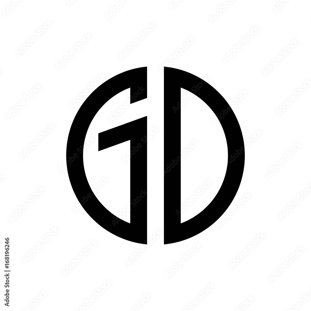 initial letters logo go black monogram circle round shape vector initial letters logo go black monogram circle round shape vector