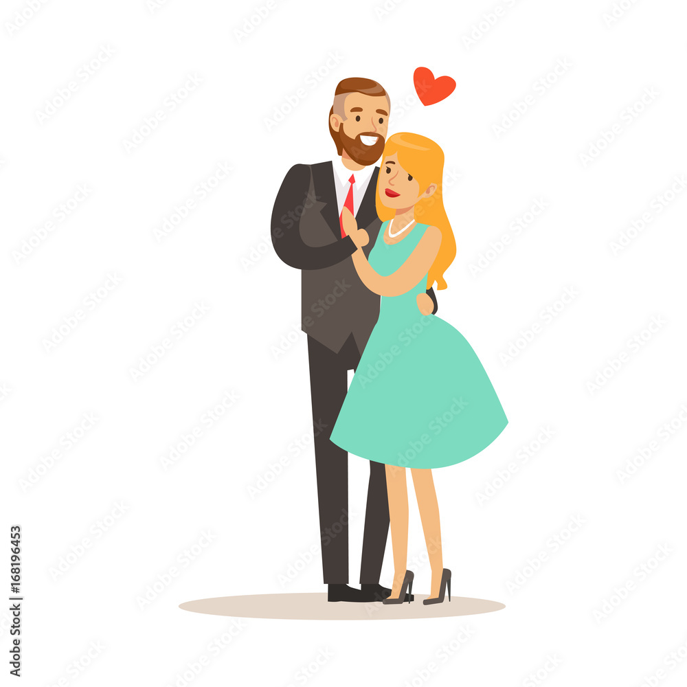 Couple in love, man and woman embracing each other, romantic date colorful characters vector Illustration Couple in love, man and woman embracing each other, romantic date colorful characters vector Illustration