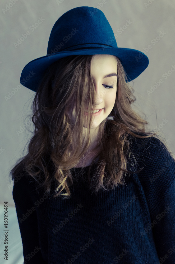 Portrait of beautiful girl in a hat Portrait of beautiful girl in a hat
