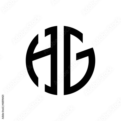 initial letters logo hg black monogram circle round shape vector