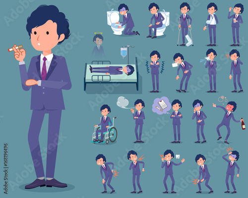flat type perm hair businessman_sickness