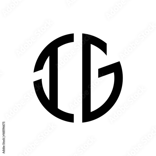 initial letters logo ig black monogram circle round shape vector