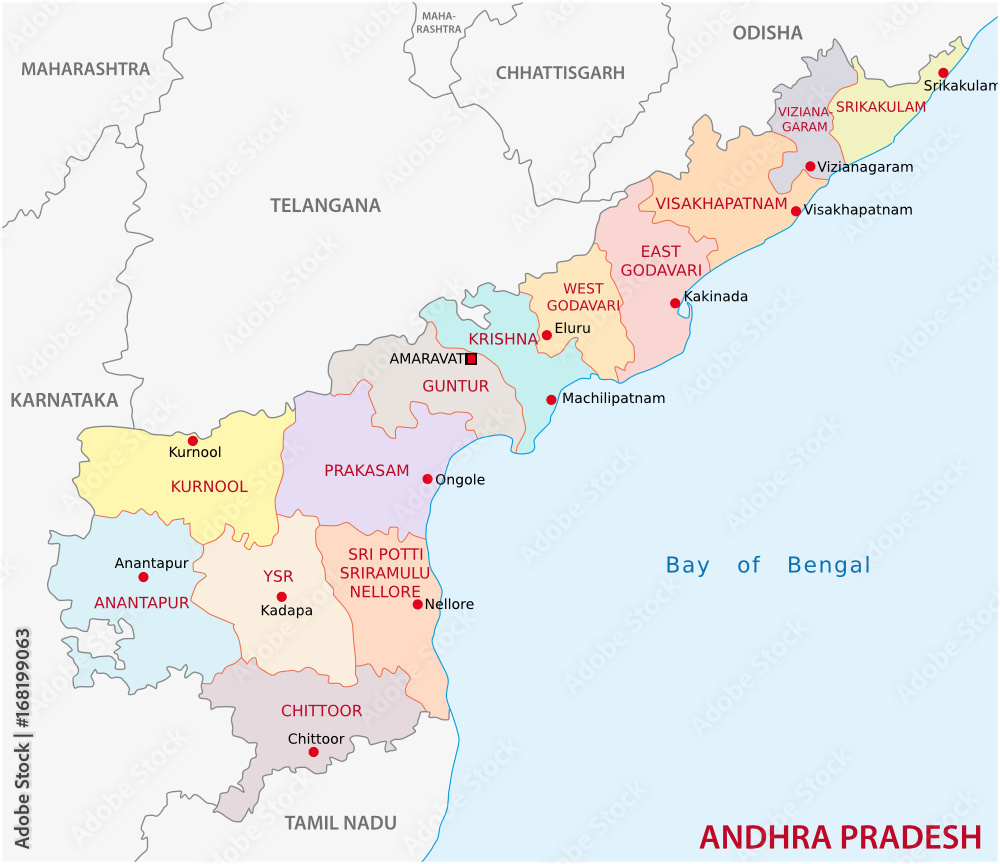 Andhra Pradesh administrative and political map, India