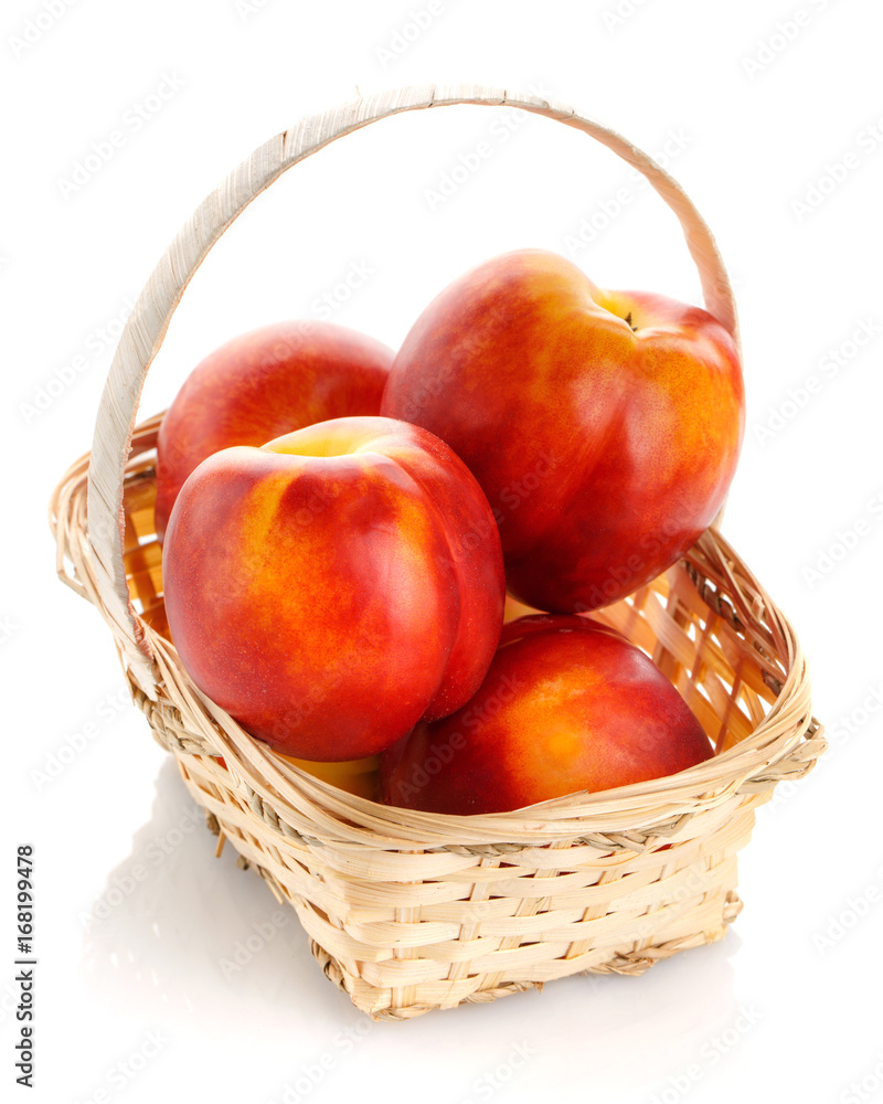 Peaches in basket isolated Peaches in basket isolated