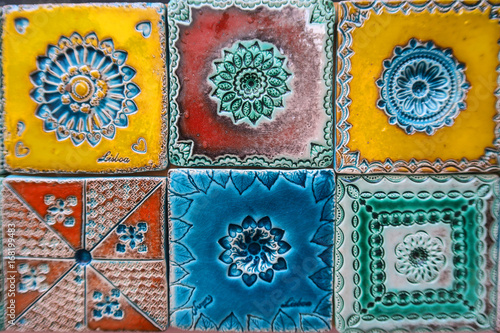 beautiful colorful portugese tiles ornaments