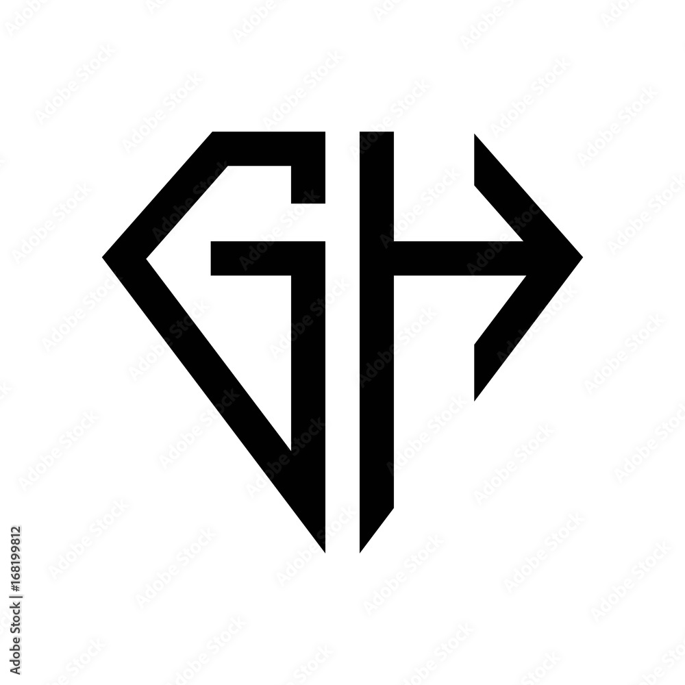 Obraz premium initial letters logo gh black monogram diamond pentagon shape