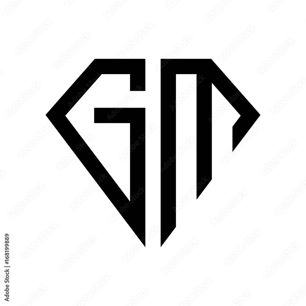 GM Letter Design On Black Background. Royalty Free SVG, Cliparts, Vectors,  and Stock Illustration. Image 165180524.