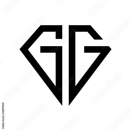 initial letters logo gg black monogram diamond pentagon shape