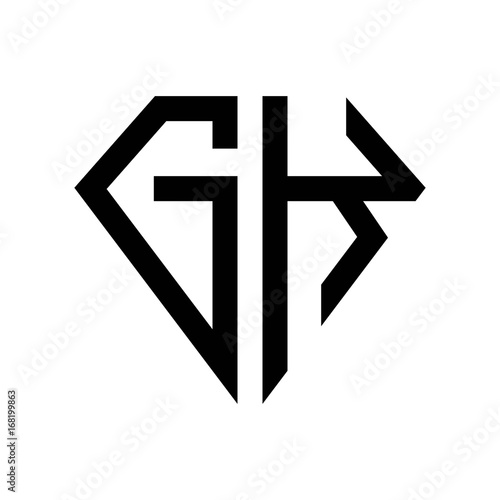 initial letters logo gk black monogram diamond pentagon shape