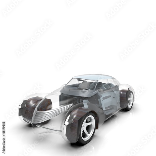 Generic and futuristic model of car 3d rendering
