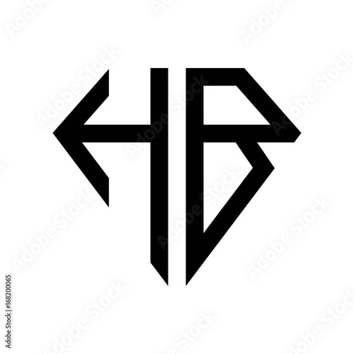 initial letters logo hb black monogram diamond pentagon shape