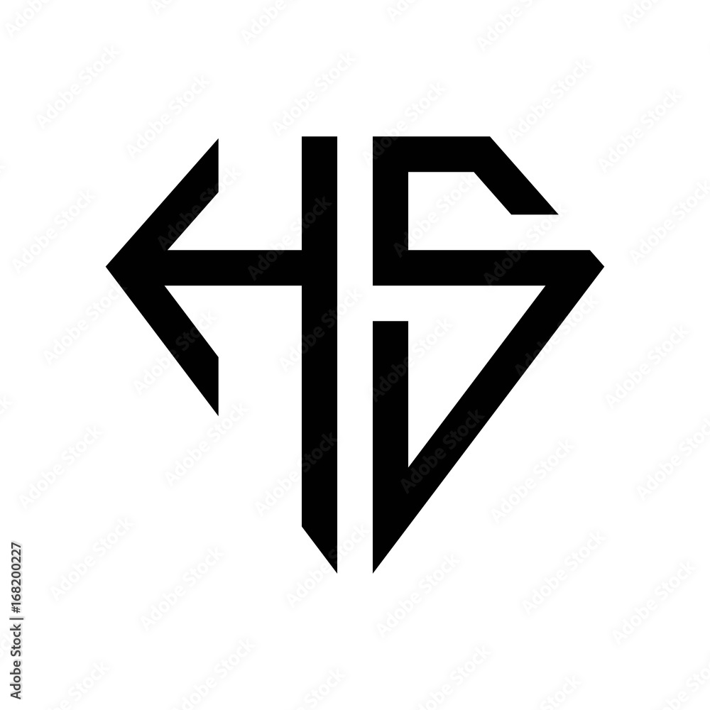 Obraz premium initial letters logo hs black monogram diamond pentagon shape
