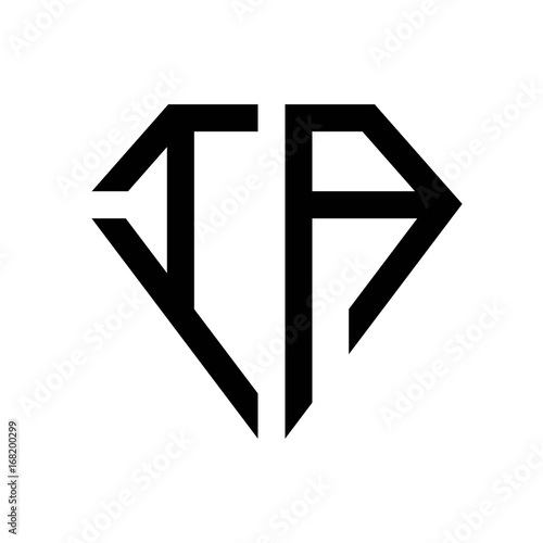 Vászonkép initial letters logo ia black monogram diamond pentagon shape