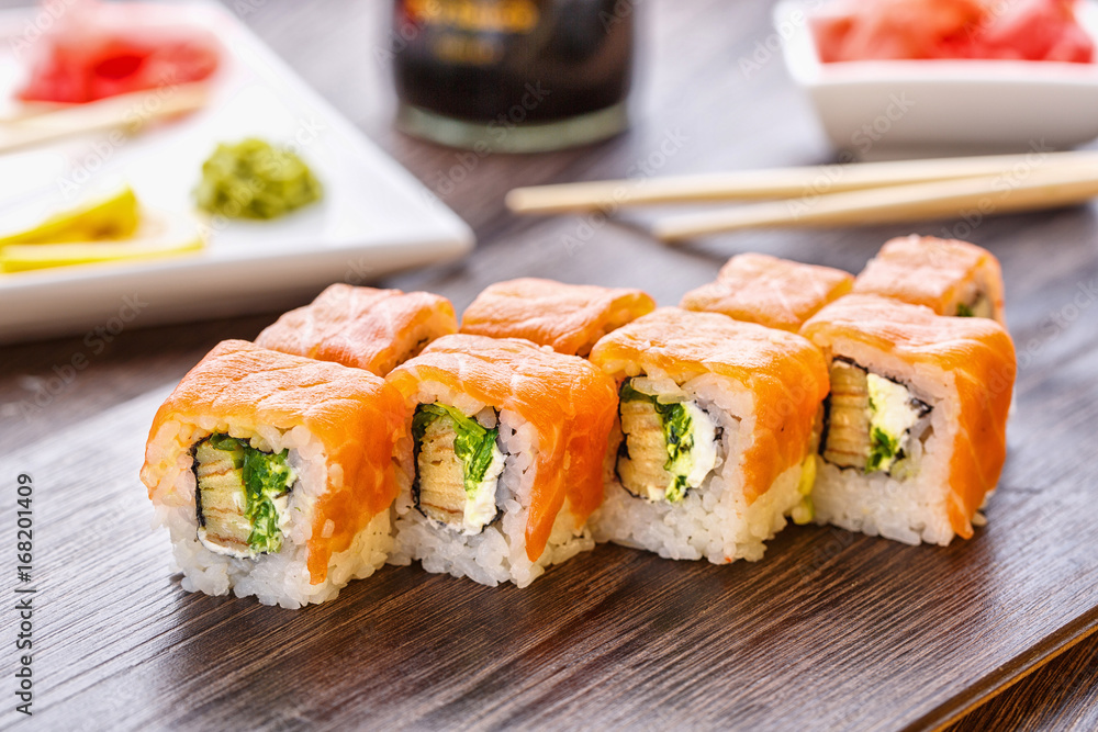 Philadelphia roll sushi with salmon Philadelphia roll sushi with salmon