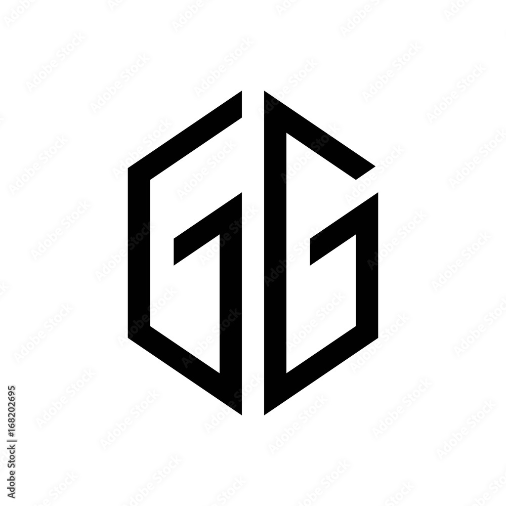 Fototapeta premium initial letters logo gg black monogram hexagon shape vector