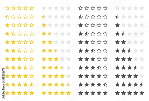 set of five rating stars vector design element