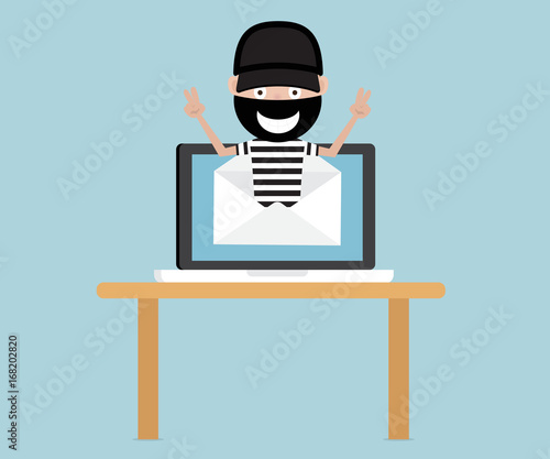 thief from email with laptop