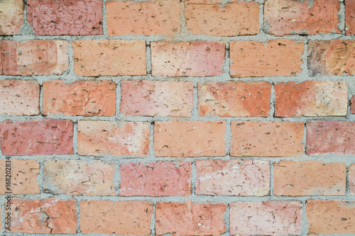 Red decorative brick wall. Masonry, background, texture