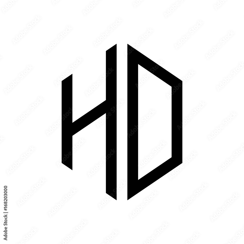 initial letters logo ho black monogram hexagon shape vector initial letters logo ho black monogram hexagon shape vector