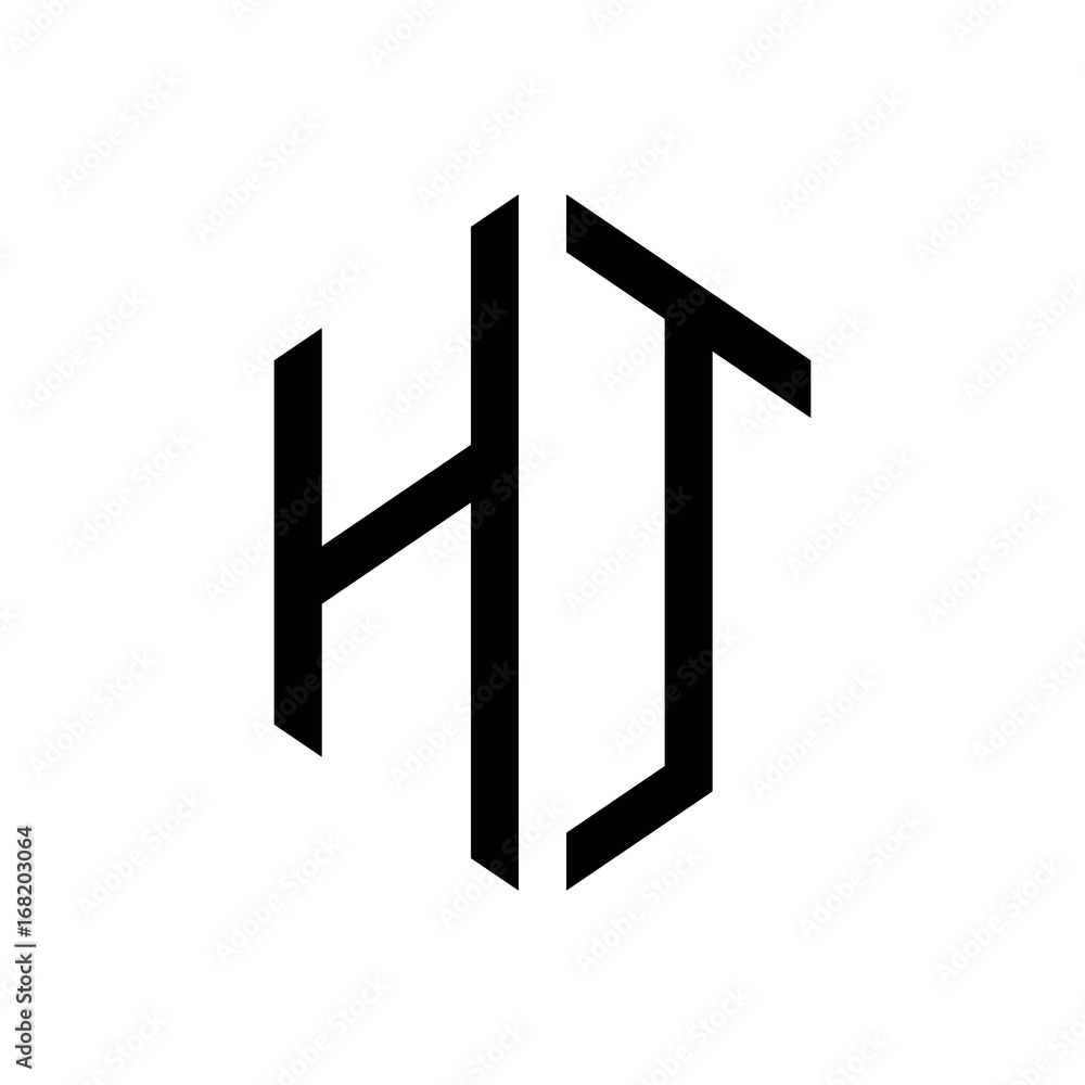 initial letters logo ht black monogram hexagon shape vector initial letters logo ht black monogram hexagon shape vector