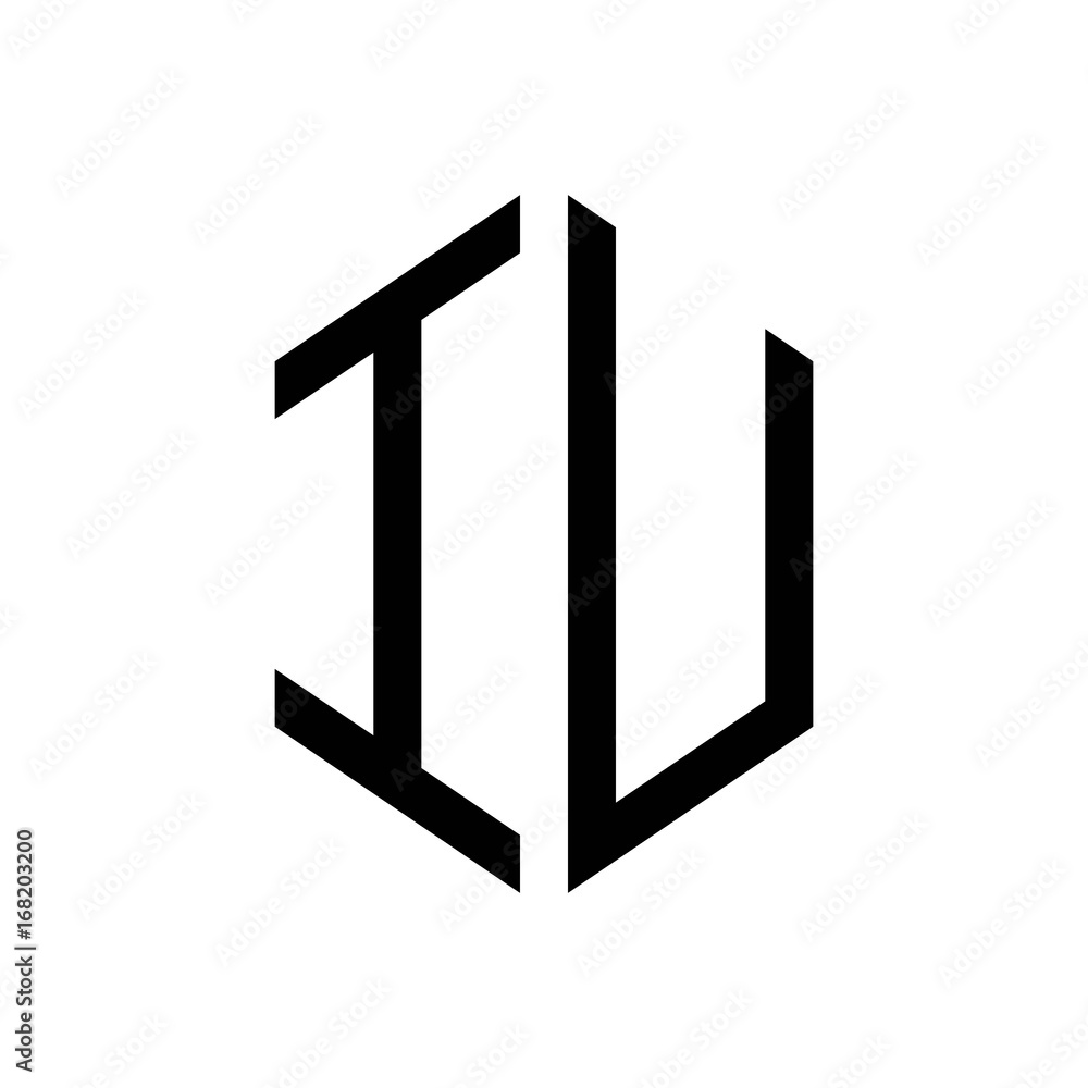 initial letters logo iu black monogram hexagon shape vector initial letters logo iu black monogram hexagon shape vector